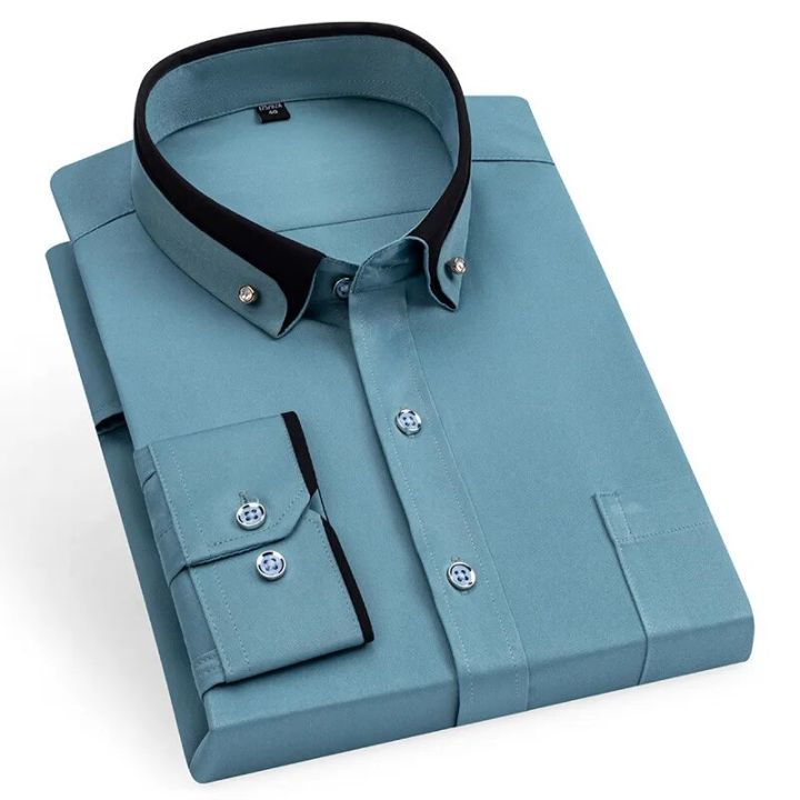 BAMBOOPLE%20Men's%20Double%20Collar%20Shirt%20Long%20Sleeves%20Fashion%20Formal%20Business%20Dress%20Shirt%20Casual%20Slim%20Fit%20Non-Iron%20Top%20AEchoice%20-%20Image%204