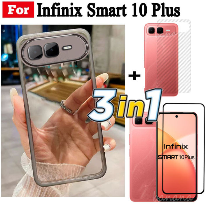 Infinix%20Smart%2010%20Plus%20Smart%2010%20X6725%20Smart%209%20Phone%20Case%20Plating%20Transparent%20Soft%20Casing%20with%20Camera%20Protective%20and%20Tempered%20Glass%20and%20Back%20Film%203%20in%201%20-%20Image%202