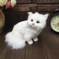 Realistic Plush Toy Simulation Cat Doll White Persian Cats Lifelike Kitten Model Birthday New Year Gift Home Decor Ornament LaoXzhongX. 