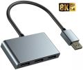 DisplayPort 1x3 Splitter MST SST Adapter DP1.4 Hub 8K@60Hz 4K@120Hz Multi Monitor Splitter for Extended Display and Mirror Mode.