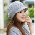 Autumn Winter Beanies Caps Women Warm Wool Elegant Flowers Knitted Hat Female Rabbit Hair Windproof Velvet Cap.