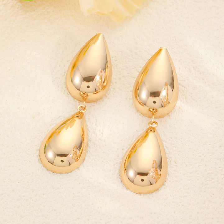 New%202024%20Elegant%20Female%20Gold%20Metal%20Water%20Drop%20Earrings%20for%20Women%20Accessories%20Simple%20Jewelry%20-%20Image%203