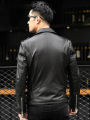 Spring Autumn Short Cool Black Leather Biker Jacket Men Zipper Long Sleeve Belt Plus Size European Fashion brand leather jackets BunnyGarden. 