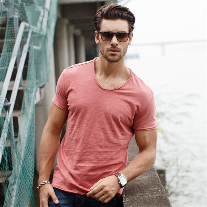 AIOPESON%20100%25%20Cotton%20Men%20T-shirt%20V-neck%20Fashion%20Design%20Slim%20Fit%20Soild%20T-shirts%20Male%20Tops%20Tees%20Short%20Sleeve%20T%20Shirt%20For%20Men%20-%20Image%204