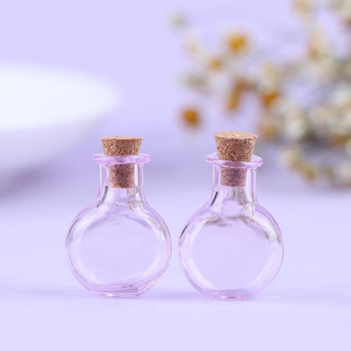 2Pcs Mini Glass Bottles Wishing Bottle with Corks Tiny Jars Vials Storage Bottle