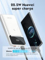 LDNIO PQ12 10000mah 22.5W Digital Display White Color Power Bank 15W Magnetic Wireless Fast Charging Power Bank. 