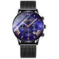 CRNAIRA C829 Men's Quartz Watch Stainless Steel Mesh Watches Calendar Wristwatch for Men.