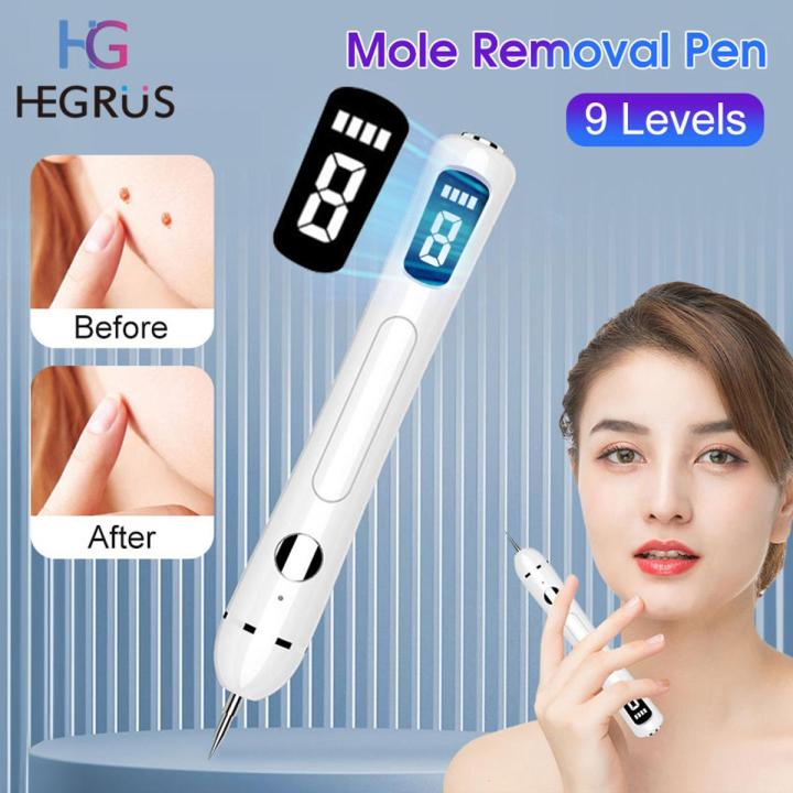 (NEW) Face Mole Removal Pen Spots Tattoo Freckle Removal Pen Skin Tag Remover LED Lighting Sweep Mole Removing Dark Spot Remover Skin Care 9 Adjustable Modes Laser Mole Pen