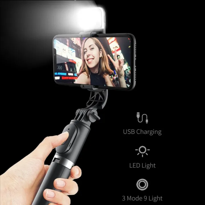 Q07%20Selfie%20Stick%20Foldable%20Mini%20Tripod%20with%20Fill%20Light%20Bluetooth%20Remote%20Shutter%20Retractable%20Rod%20for%20Phone%20(100cm)%20-%20Image%209