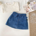 Cutemily Spring/Summer Baby Girls Kids Cute Denim Skirt Short Skirt Female Treasure Bow Lace-up Shorts Skirt. 