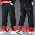Men's Black Jeans Pants Big Size 48 50 Large Size Pants for 45-150kg Jeans Hombre Wide Leg Jeans Pantalon Homme Baggy Jeans.