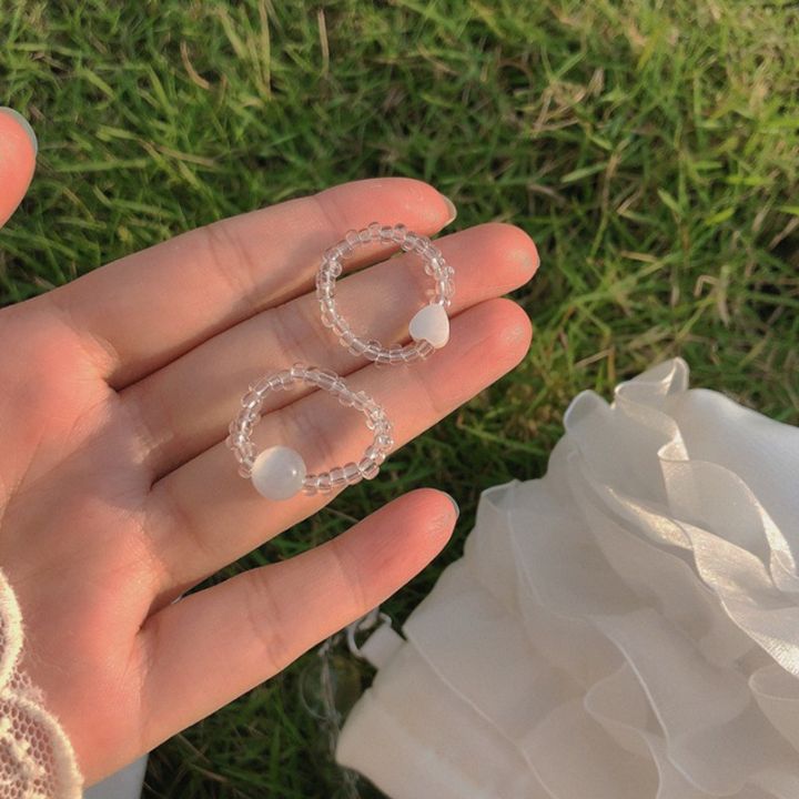 【VisioN Shop】Simple Opal Rings Elasticity Ins New Accessories