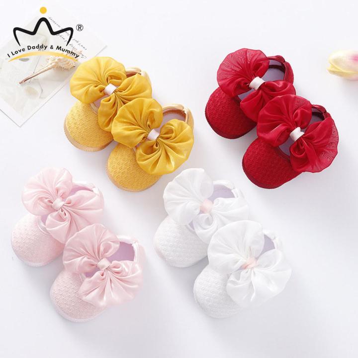 Toddler Baby Girl Boy Big Bows Elastic Band Newborn Walking Shoes Baby Girl Shoes Princess Shoes Girls Bowknot Newborn Flats