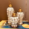 Ceramic Luxury Electroplating General Jar European Flower Vase Crafts Ornaments Porch Soft Decoration Storage Jar Ginger Jar Amour zii. 