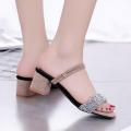 Korean Sandals for Women Summer Women's High-Heel Sandals Rhinestone Sequins Slippers Casual Beach Shoes Wedge Sandals female shoes women shoes.