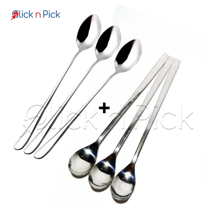 Circular Tea Spoon Steel Long Pickle/Tea Spoon (3 Round + 3 Normal Shape) | Daraz.com.bd