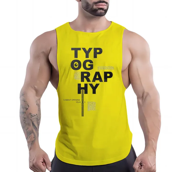 Summer%20Fashion%20Outdoor%20Casual%20Sports%20Style%202d%20Letter%20Print%20Men%20O%20Collar%20Comfortable%20Breathable%20Solid%20Color%20Vest%20Top%20Quick%20Dry%20-%20Image%204