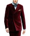 Red Green Velvet Men‘s Suits Costume Homme Double Breasted Peak Lapel Tuxedo Slim Fit 2Pcs Groom Blazer Trousers Terno Masuclino. 