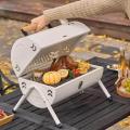Grill Barbecue Grill Camping Grilling Meat Holder Rack Cooking Tabletop Grill for Outdoor, Camping, Campfire , With Baking Tray, White. 