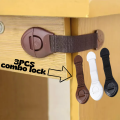 Baby Safety Lock 3 Pcs Combo - Multi-Purpose Adjustable Strap Locks for Cabinet, Drawer, Refrigerator, Toilet & Fridge - Child Proof Security No Drilling Required  Black, Coffee & White Best price in Bangladesh. 