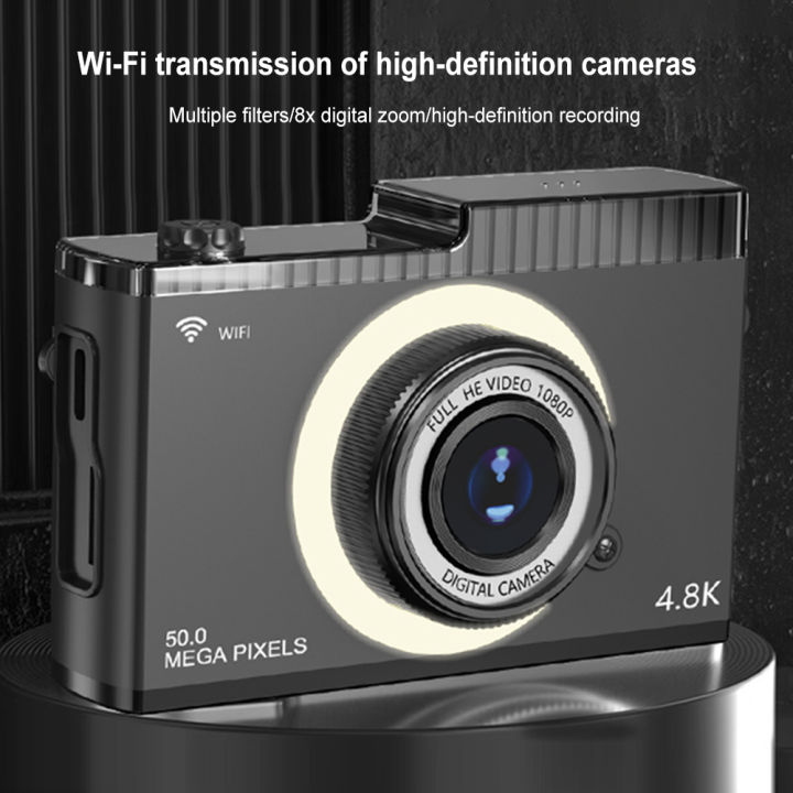 4K FHD 50MP Digital Camera Selfie Camera 16X Zoom WIFI Vlogging Camera with  Fill Light Video Camcorder for Photography and Video
