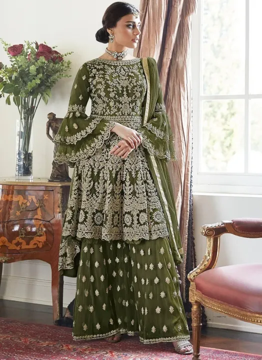 Readymade%20Gorgeous%20heavy%20embroidery%20zori%20thread%20work%20Indian%20party%20sharara%20for%20women%20-%20Image%205