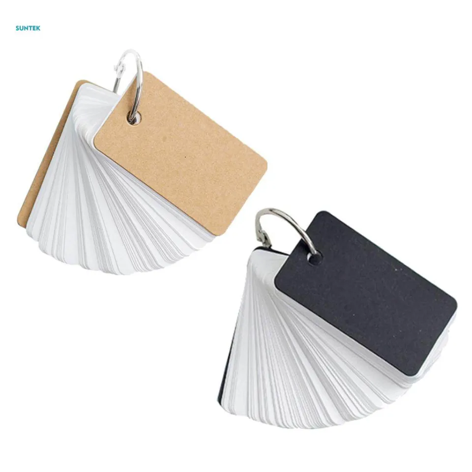 mini blank flash cards with binder ring 1 Set Blank Flash Cards for Studying Blank Index Notecards Pre Hole Punched Index Cards with Metal Binder Rings, Size: 7.80X7.80X0.01CM