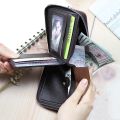 SHABILI PU Leather Fashionable Short Wallet Classic Explosive Large-capacity Zipper Multi-card Business Short Wallet. 