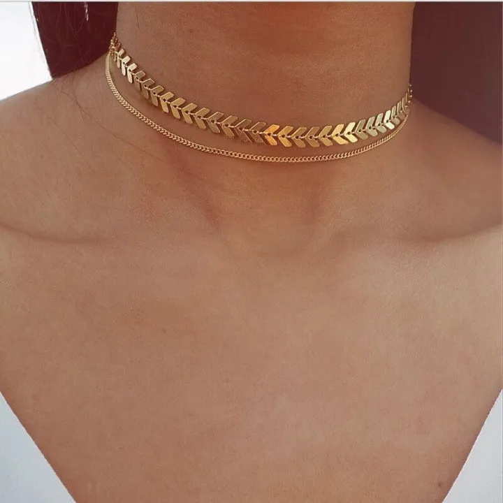 Ladies%20Fashion%20Chain%20Choker%20Two%20Layers%20Necklaces%20for%20Women%20-%20Image%202