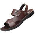 Men's Sandals Summer Soft Leather Soft Sole Anti Slip Beach Shoes 2023 New Plus Size Casual Dual-Use Slippers.
