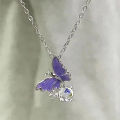 Purple Sparkling Diamond Bubble Butterfly Pendant Necklace Women Sweet Clavicle Neck Jewelry Party Gift Necklaces Girls Jewelry WANNA.