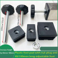 1 PCS Of M8 * 50/100mm Adjustable Foot Pads With Nuts Pipe Plugs Black Square Furniture Shelves Height Adjustable Foot Cups.