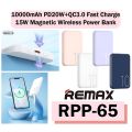 REMAX RPP-65 Union Series 10000mAh PD20W+15W Magnetic Wireless Power Bank. 