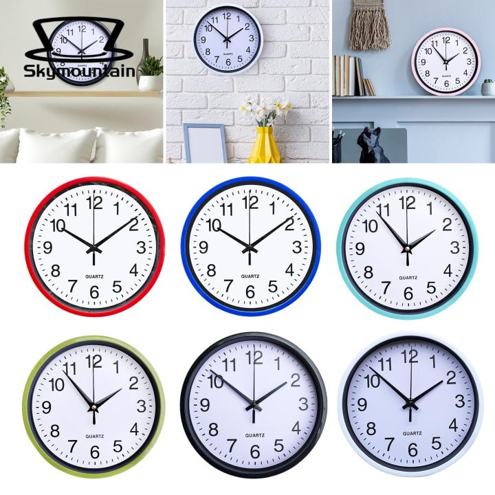 Quartz Sweep Movement Wall Clock Large Number Silent Wall Clock for Home Office Decoration 8 Inch Round Hanging Clock Large Number Wall Clock