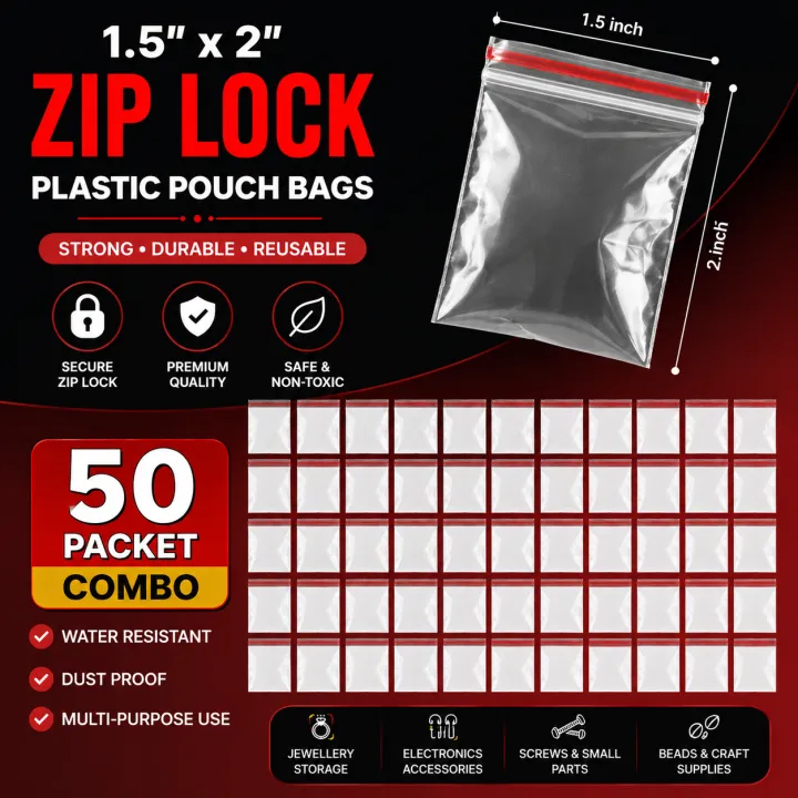 Zip/Zipper%20Lock%20Poly%20Bag-%201.5X%202%20inch%20Pack%20of%20100%20Piece%20-%20Image%202