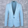 Men Blazer One Buckle Turndown Collar Long Sleeves Solid Color Plus Size Slim Fit Suit Jacket for Office. 