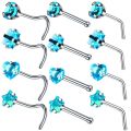 4PCS Surgical Steel Heart Nose Ring Stud Pack Real Star L Shape Nose Piercing Stud Set Square Nose Rings Set Piercing Nariz Lote.