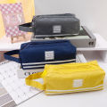 Portable Canvas Pencil Case Large Capacity Stationery Pen Storage Bag Double Layer Student Pencil Cases Bag School Supplies.