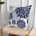 NANLIY Throw Pillow Covers 18x18 Inch Set of 4,Navy Blue Gold Oversized Flower Geometry Square Pillow Cushion Cases. 