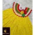 Rainbow Crochet Baby Dress. 