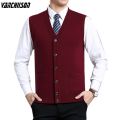 Men Flat Knit Vest 6.5% Wool Sleeveless Sweater Jacket Buttons Down Pockets V Neck Solid Basic Cardigan Male Fashion 00169069.