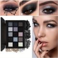 Black Smokey Eyeshadow Palette, 15 Colors ,Punk Style,Neutral Eye Make up, Shimmer Pearly Sequin Eyeshadow. 
