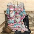 Christmas Elk Print Women's T-Shirt Autumn Winter Fashion Clothing Oversized O-Neck Ladies Short Sleeve Tops Casual Pullover Tee. 