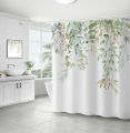 Digital shower curtain cross-border plant flower waterproof polyester bathroom four-piece set of dry and wet separation moisture-proof and mildew-proof isolation curtain.