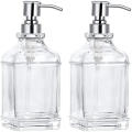 Glass+Stainless Steel Pump Head Glass Bottle Refillable Soap Dispenser Hand Sanitizer Bottle for Bathroom Kitchen Office Public. 