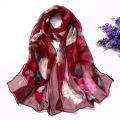 Summer sunscreen silk scarf, seaside beach scarf, wholesale long ladies silk scarf, Korean version thin silk scarf, scarf, big rose. 