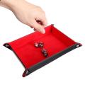 Amusing Red Handcrafted Dice Tray Collapsible Desktop Box + 7 Dices For Board Gaming Fun. 