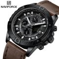 NAVIFORCE NF8055L PU Leather Chronograph Watch For Men’s –Black & Chocolate. 