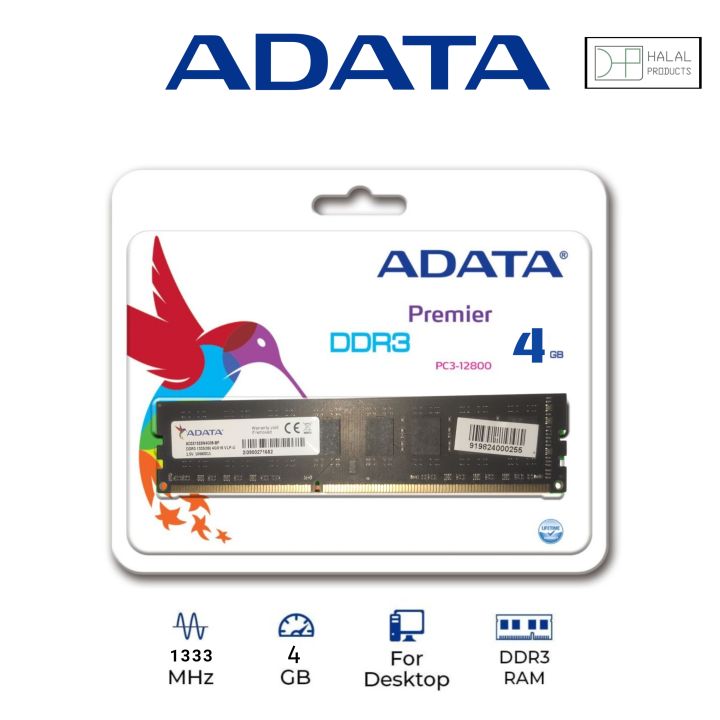 Adata 4GB DDR3 1333MHz Desktop RAM – High Performance | Reliable Memory | Low Power Consumption | Seamless Multitasking | Easy Installation