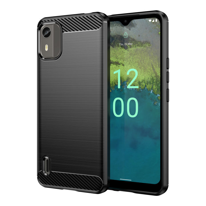 NOKIA C12 Pro Carbon Fiber Black Color Premium and Camera Protection Soft Mobile Back Cover for Nokia C12 Pro